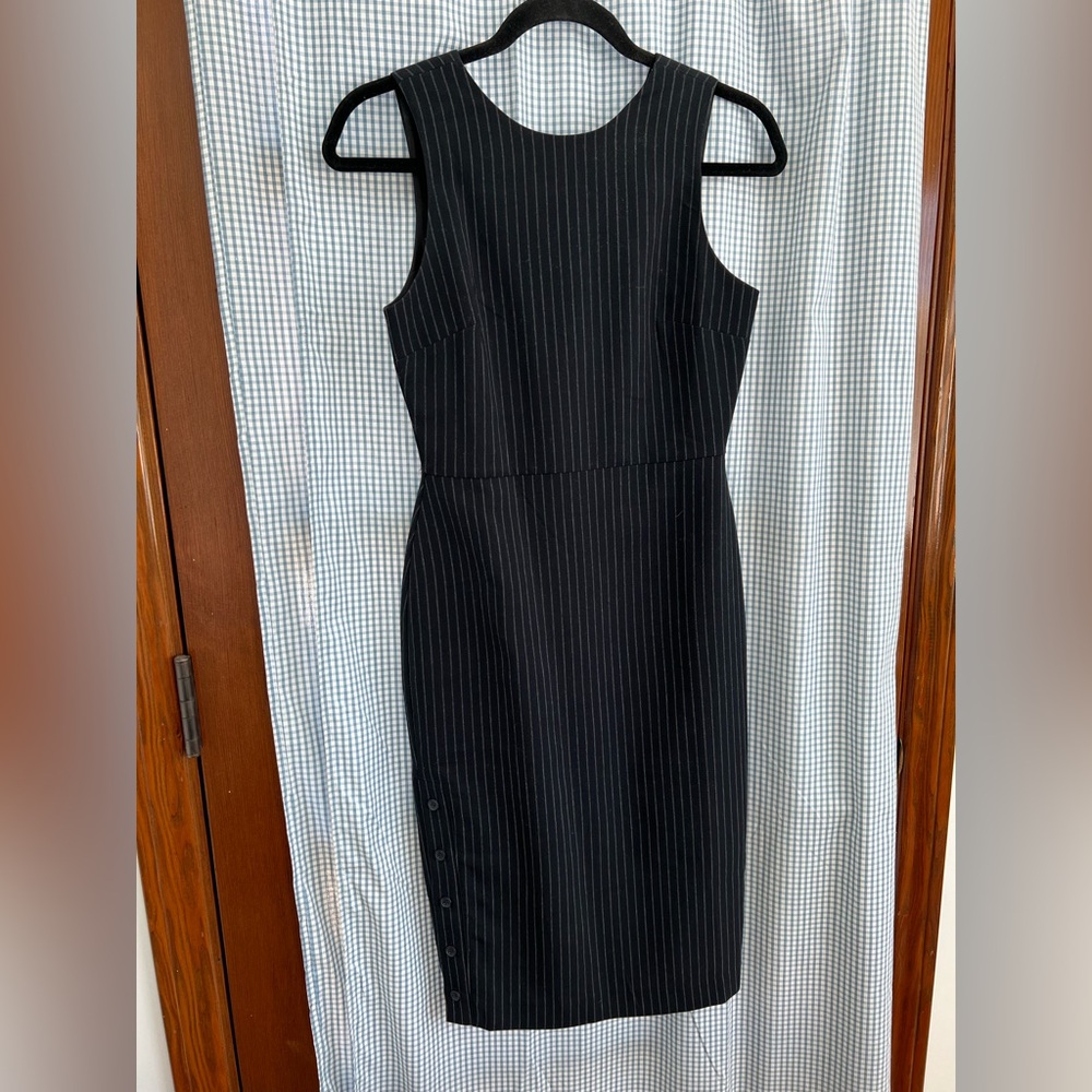 Banana Republic Black and White Striped Midi Dress